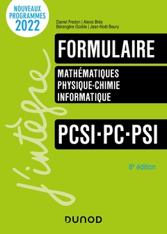 Couverture de l’ouvrage Formulaire PCSI-PC-PSI - 8e éd.