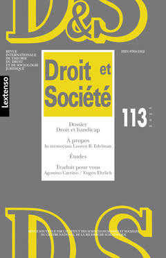 Couverture de l’ouvrage Droit et Société n°113-2023