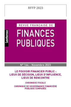 Couverture de l’ouvrage Revue française des finances publiques n°164-2023