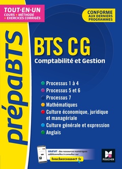 Couverture de l’ouvrage PrépaBTS - BTS CG - Toutes les matières - Révision et entraînement