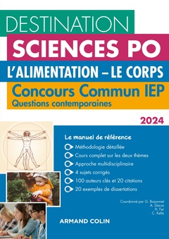 Couverture de l’ouvrage Destination Sciences Po Questions contemporaines 2024 - Concours commun IEP