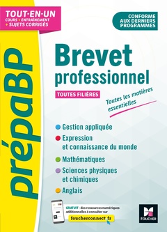 Couverture de l’ouvrage PrépaBP - Brevet professionnel - Toutes les matières essentielles - Révision et entrainement