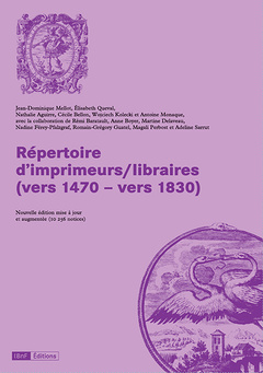 Couverture de l’ouvrage Répertoire d’imprimeurs/libraires (vers 1470-vers 1830)