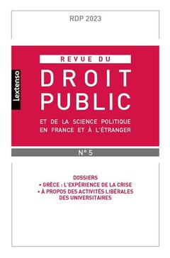 Couverture de l’ouvrage Revue du droit public et de la science politique en France et à l'étranger 5-2023