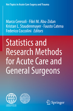 Couverture de l’ouvrage Statistics and Research Methods for Acute Care and General Surgeons