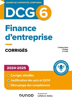 Couverture de l’ouvrage DCG 6 - Finance d'entreprise - Corrigés - 4e éd.