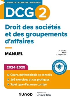 Cover of the book DCG 2 Droit des sociétés et des groupements d'affaires - Manuel 2024-2025