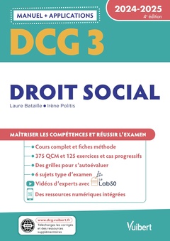 Cover of the book DCG 3 - Droit social : Manuel et Applications 2024-2025