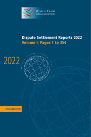 Couverture de l’ouvrage Dispute Settlement Reports 2022: Volume 1, Pages 1 to 354