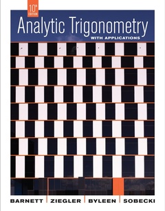 Couverture de l’ouvrage Analytic trigonometry with applications,