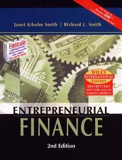 Couverture de l’ouvrage Entrepreneurial finance,