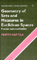 Cover of the book Geometry of sets and measures in Euclidean spaces : fractals and rectifiability (Cambridge studies in advanced mathematics, 44) paper