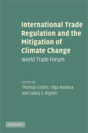 Couverture de l’ouvrage International Trade Regulation and the Mitigation of Climate Change
