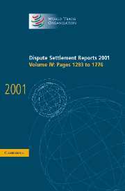 Couverture de l’ouvrage Dispute Settlement Reports 2001: Volume 4, Pages 1293-1776