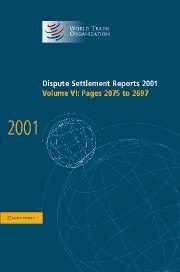 Couverture de l’ouvrage Dispute Settlement Reports 2001: Volume 6, Pages 2075-2697