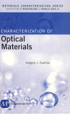 Couverture de l’ouvrage Characterization of optical materials 