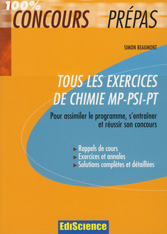 Cover of the book Tous les exercices de Chimie MP PSI PT (100 % Concours prépas)