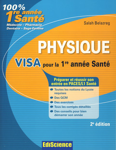 Couverture de l’ouvrage Physique VISA pour la 1re année Santé (100% 1re année santé) 2° Éd.