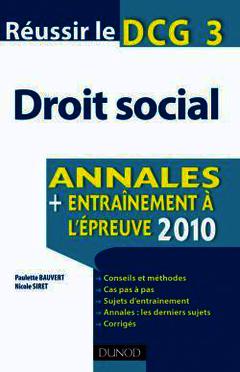 Cover of the book Réussir le DCG 3 - Droit social Annales + Entraînement à l'épreuve 2011
