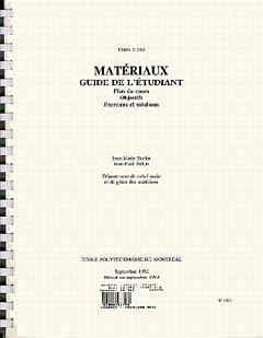 Couverture de l'ouvrage Materiaux, guide de l'étudiant (plan du cours, objectifs, exercices & solutions)