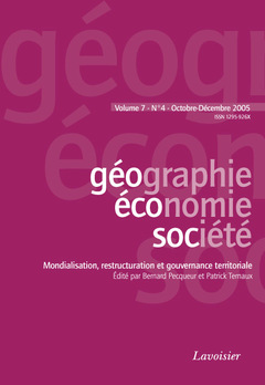 Cover of the book Géographie, économie, société Vol. 7 N° 4 Octobre-Décembre 2005 : mondialisation, restructuration et gouvernance territoriale