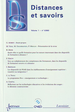 Couverture de l’ouvrage Distances et savoirs Vol.1 N° 1/2003