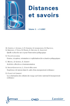 Couverture de l'ouvrage Distances et savoirs Vol. 5 N° 4/2007 Octobre-Décembre 2007