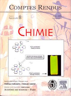 Couverture de l'ouvrage Comptes rendus Académie des sciences, Chimie, tome 8, fasc 8, Août 2005 : matériaux moléculaires / Molecular materials