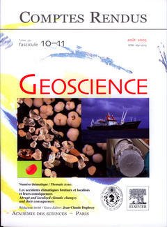 Cover of the book Comptes rendus Académie des sciences, Géoscience, Tome 337, fasc 10-11, Août 2005 : les accidents climatiques brutaux et localisés et leurs conséquences