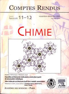 Couverture de l’ouvrage Comptes rendus Académie des sciences, Chimie, tome 8, fasc 11-12, novembre décembre 2005 : nouvelles architectures moléculaires construites...