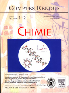 Couverture de l'ouvrage Comptes rendus Académie des sciences, Chimie, tome 10, fasc 1-2, janv-fév 2007 : corrélations de spin et de charge dans les matériaux moléculaires...