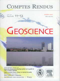 Couverture de l’ouvrage Comptes rendus Académie des sciences, Géoscience, tome 339, fasc 11-12, Octobre 2007 : impact du changement climatique global sur la qualité...