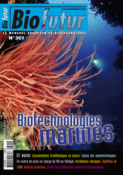 Couverture de l'ouvrage Biofutur N° 301 : Biotechnologies marines (Juillet-Août 2009)
