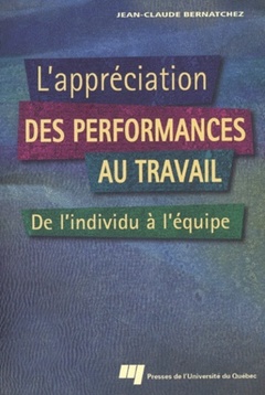 Couverture de l’ouvrage APPRECIATION DES PERFORMANCES AU TRAVAIL. DE L INDIVIDU...