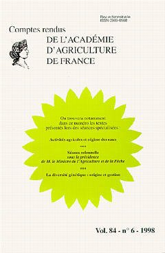 Couverture de l’ouvrage Activités agricoles & régime des eaux... La diversité génétique : origine et gestion (Comptes rendus AAF vol 84 n°6 98)