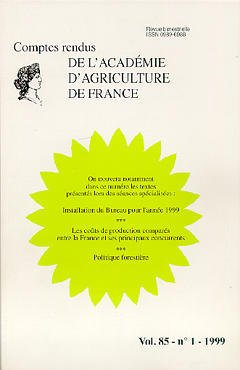 Couverture de l’ouvrage Installation du bureau pour l'année 1999 les couts de production comparés entre la France et ses principaux concurrents ...(Comptes rendus AAF Vol.85 N°1 1999)