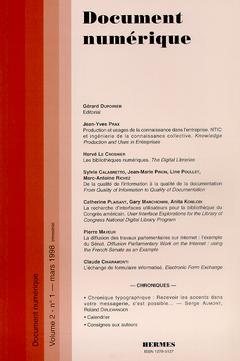 Couverture de l’ouvrage Document numérique Vol.2 N°1 mars 1998