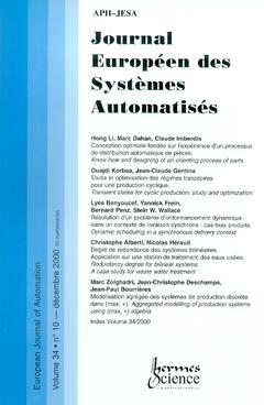 Couverture de l’ouvrage Journal Européen des Systèmes Automatisés Vol.34 N° 10/Décembre 2000