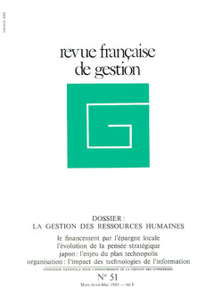 Couverture de l’ouvrage Revue française de gestion N° 51 marsavril-mai 1985