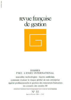 Couverture de l’ouvrage Revue française de gestion N° 55 janvier-février 1986