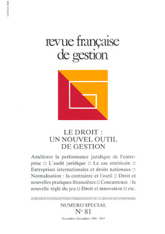Couverture de l’ouvrage Revue française de gestion N°81 novembre décembre 1990