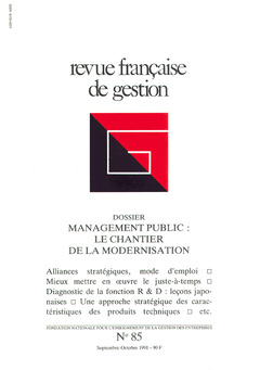 Couverture de l’ouvrage Revue française de gestion N°85 septembre-octobre 1991