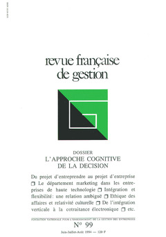 Couverture de l’ouvrage Revue française de gestion N° 99 juinjuillet-août 1994