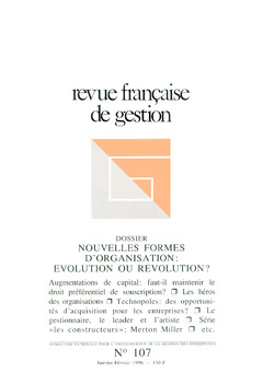Couverture de l’ouvrage Revue française de gestion N° 107 janvier-février 1996