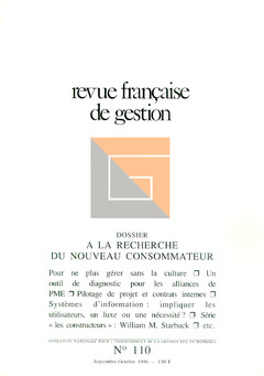 Couverture de l’ouvrage Revue française de gestion N° 110 septembre-octobre 1996