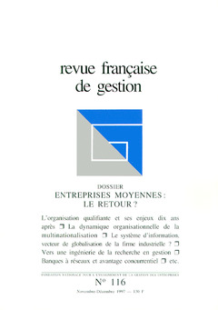 Couverture de l'ouvrage Revue française de gestion N°116 novembre-décembre 1997