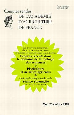 Couverture de l’ouvrage Progrès récents dans le domaine de la biologie des semences / Pisciculture et activités agricoles 