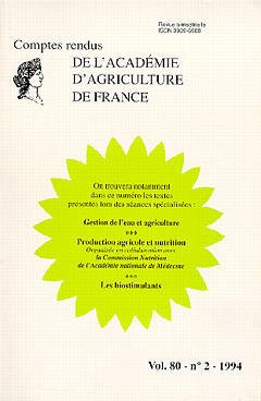 Couverture de l’ouvrage Gestion de l'eau & agriculture Production agricole & nutrition Les biostimulants - Vol.80 N°2 1994