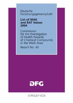 Couverture de l’ouvrage List of MAK and BAT Values 2004 with CD-Rom
