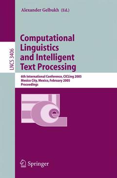 Couverture de l’ouvrage Computational Linguistics and Intelligent Text Processing